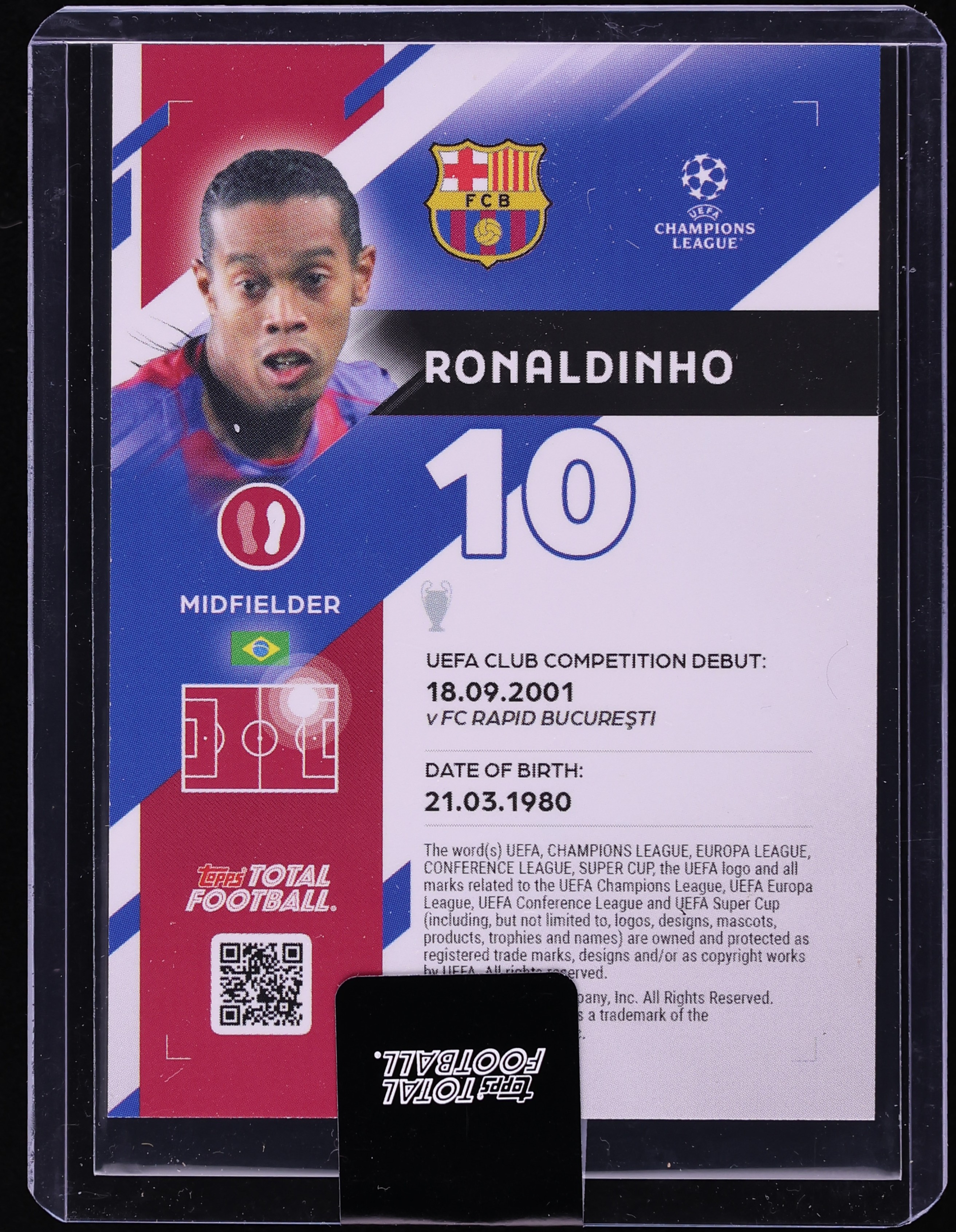 Topps TOTAL FOOTBALL ロナウジーニョ　1/1 2025 Topps Total Football Silverware Ronaldinho /99 #1564 on