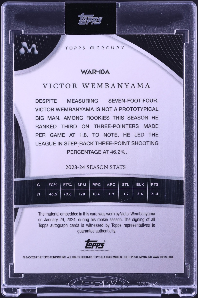 2023 Topps Mercury Victor Wembanyama ROOKIE PATCH AUTO /99 #WAR-10A