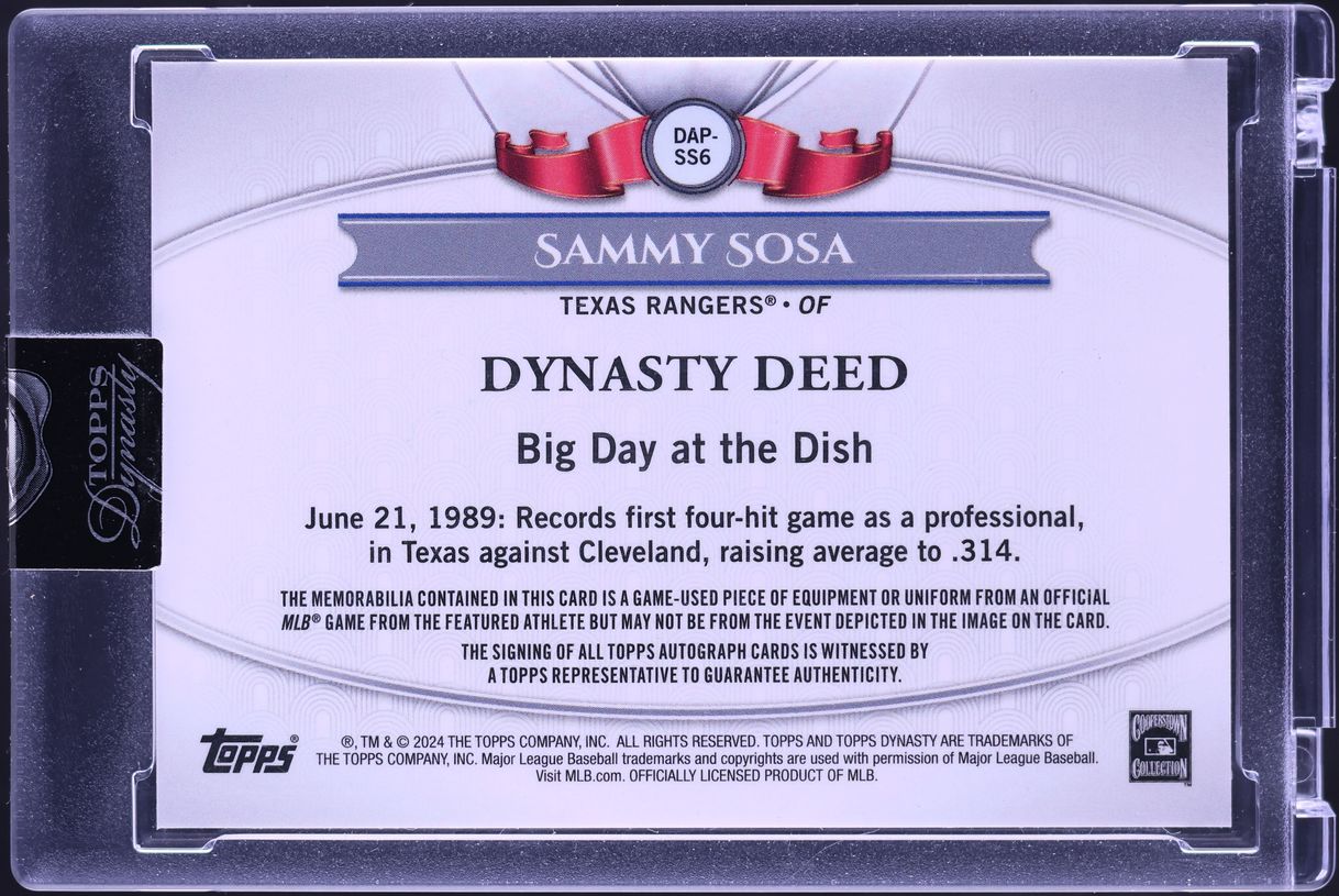 2024 Topps Dynasty Sammy Sosa PATCH AUTO /10 #DAP-SS6