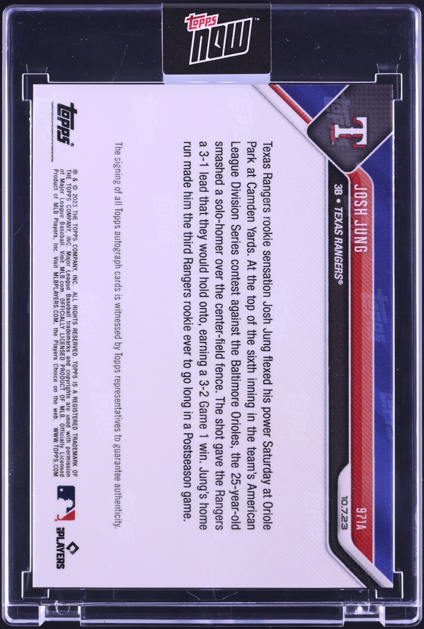 2023 Topps Now Josh Jung ROOKIE AUTO /99 #971A
