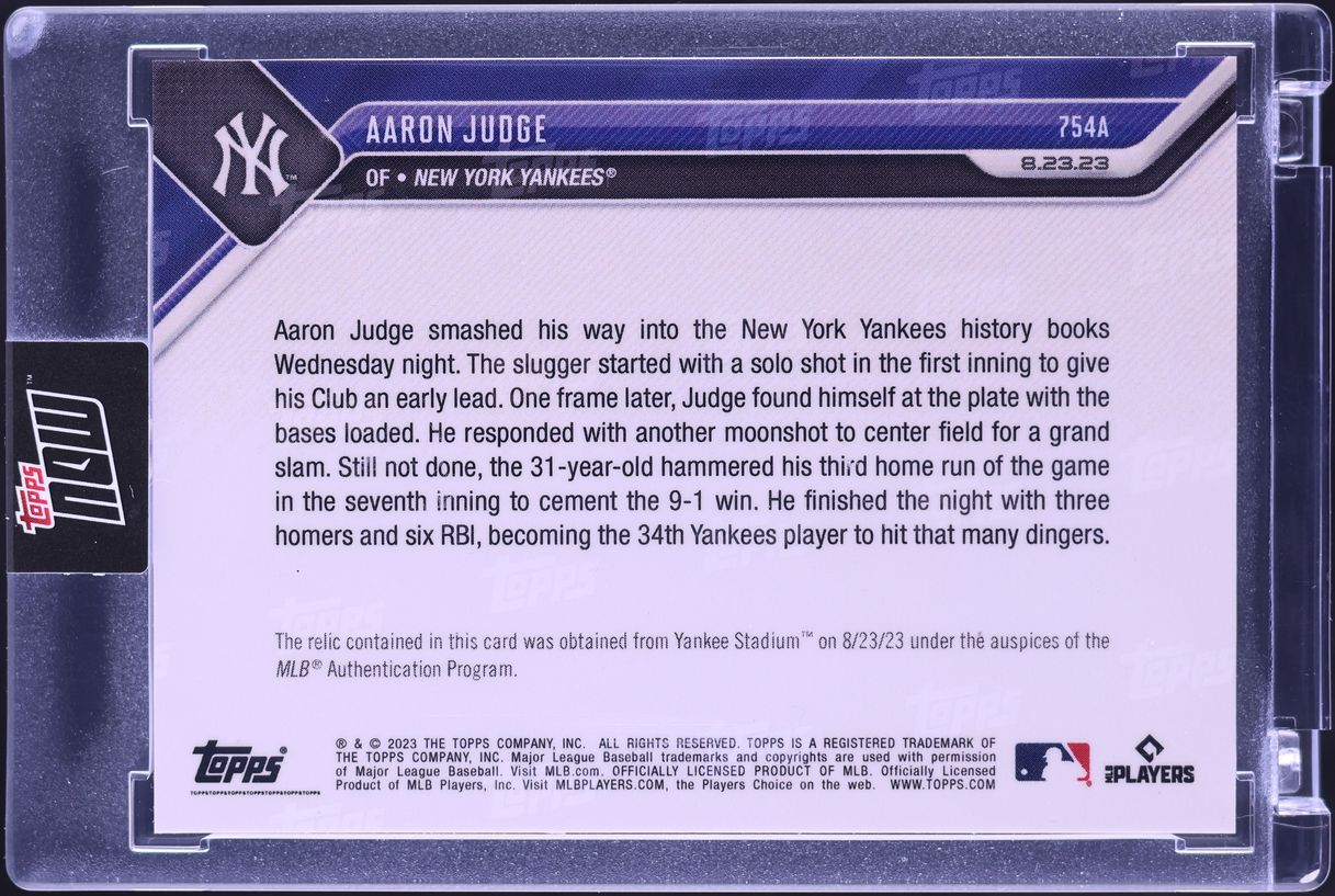2023 Topps Now Game Used Base Aaron Judge RELIC /199 #754A
