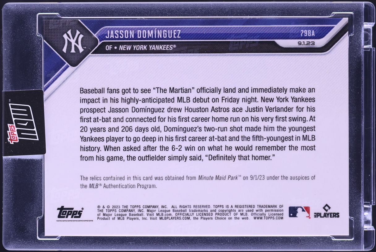 2023 Topps Now Game Used Triple Base Jasson Dominguez ROOKIE RELIC /99 #798A