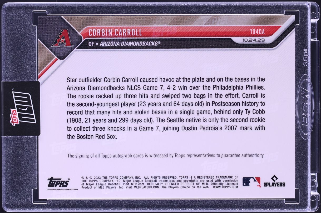 2023 Topps Now Corbin Carroll ROOKIE AUTO /99 #1040A