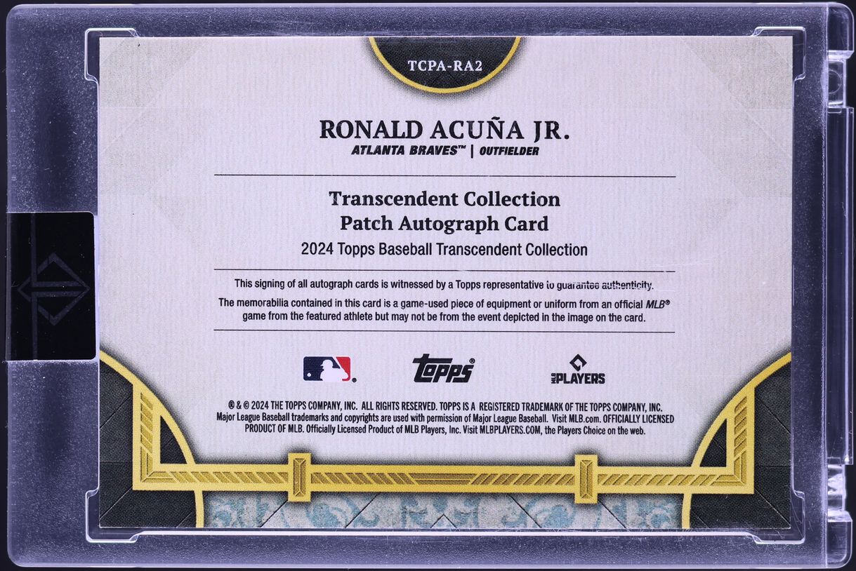 2024 Topps Transcendent Collection Ronald Acuna Jr. PATCH AUTO /15 #TCPA-RA2