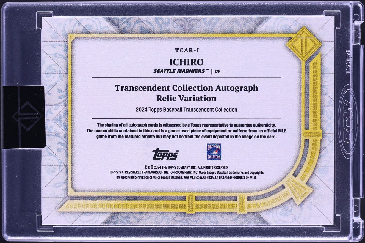2024 Topps Transcendent Collection Blue Ichiro PATCH AUTO /10 #TCAR-1