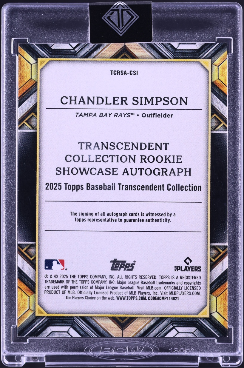 2025 Topps Transcendent Collection Showcase Chandler Simpson ROOKIE AUTO /25 #TCRSA-CSI