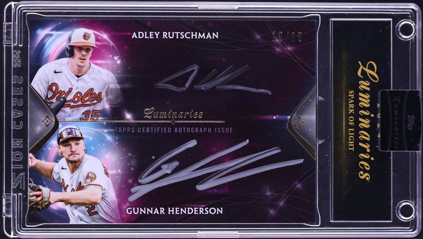 2024 Topps Luminaries Spark Of Light Dual Adley Rutschman Gunnar Henderson AUTO /25 #SLDA-RH
