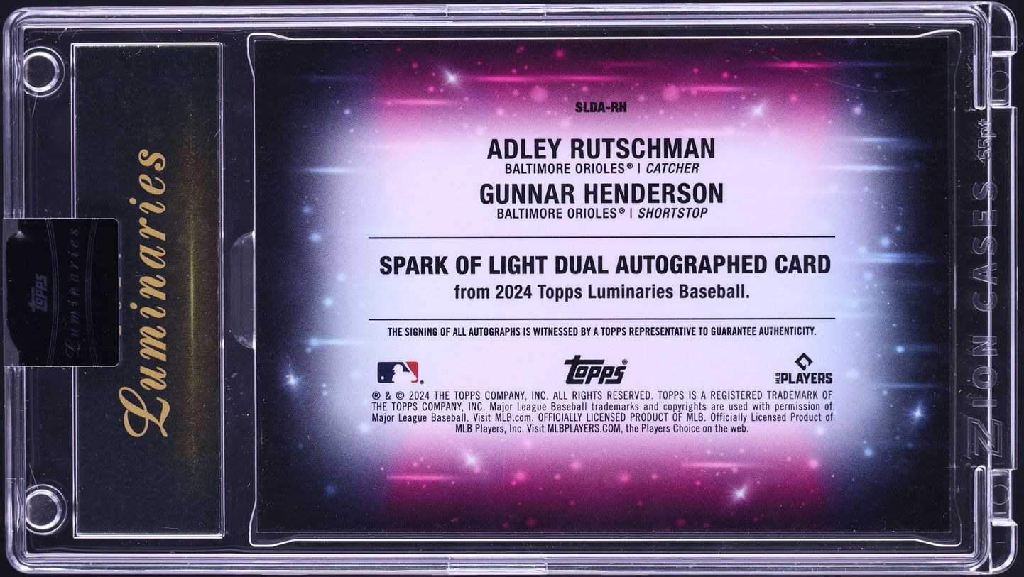 2024 Topps Luminaries Spark Of Light Dual Adley Rutschman Gunnar Henderson AUTO /25 #SLDA-RH