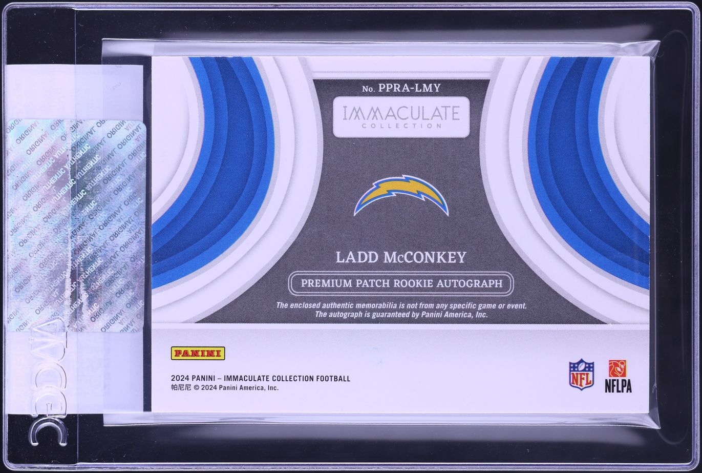 2024 Immaculate Collection Premium Platinum Ladd McConkey ROOKIE PATCH AUTO 1/1 #LMY CGC AUTH