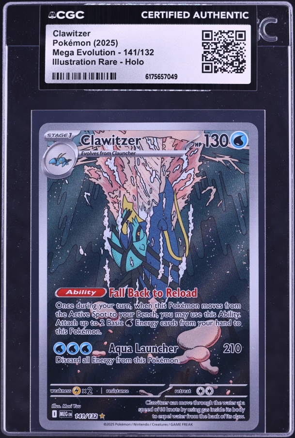 2025 Pokemon Mega Evolution IR Clawitzer #141 CGC AUTH