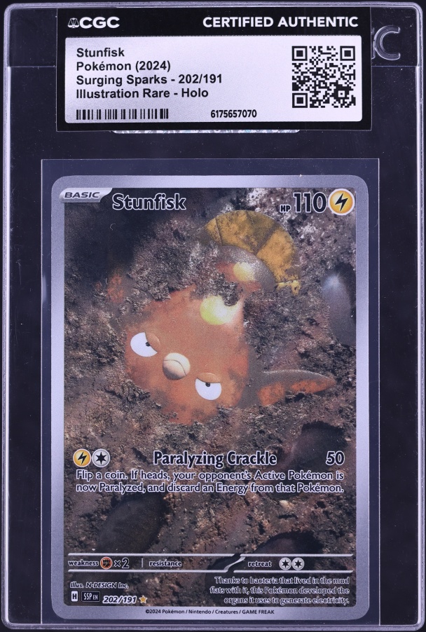 2024 Pokemon Scarlet & Violet Surging Sparks IR Stunfisk #202 CGC AUTH