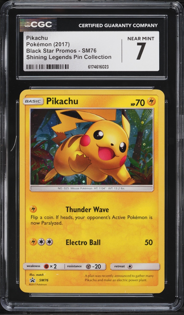 2017 Pokemon Sun & Moon Promo Shining Legends Pin Collection Holo Pikachu #SM76 CGC 7 NRMT