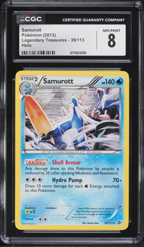2013 Pokemon Legendary Treasures Holo Samurott #39 CGC 8 NM-MT