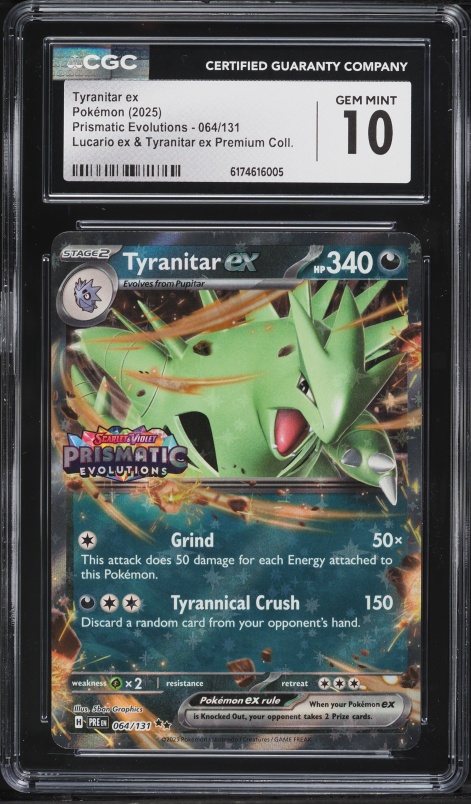 2025 Pokemon SV Prismatic Evolutions Premium Collection Tyranitar ex #64 CGC 10 GEM MINT