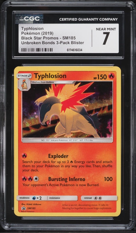 2019 Pokemon Sun & Moon Promo Unbroken Bonds Holo Typhlosion #SM185 CGC 7 NRMT