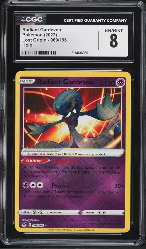 2022 Pokemon Sword & Shield Lost Origin Holo Radiant Gardevoir #69 CGC 8 NM-MT