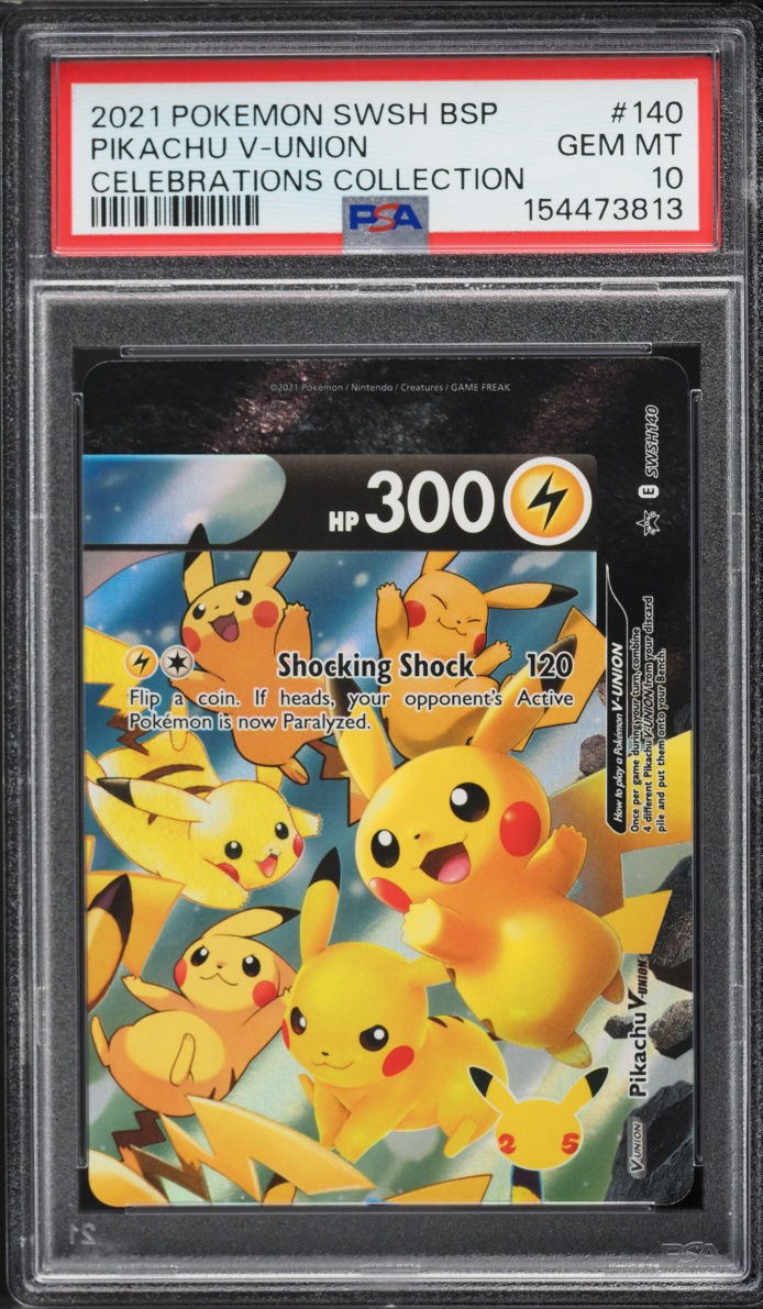 2021 Pokemon Sword & Shield Promo Celebrations Holo Pikachu V-UNION #SWSH140 PSA 10 GEM MINT