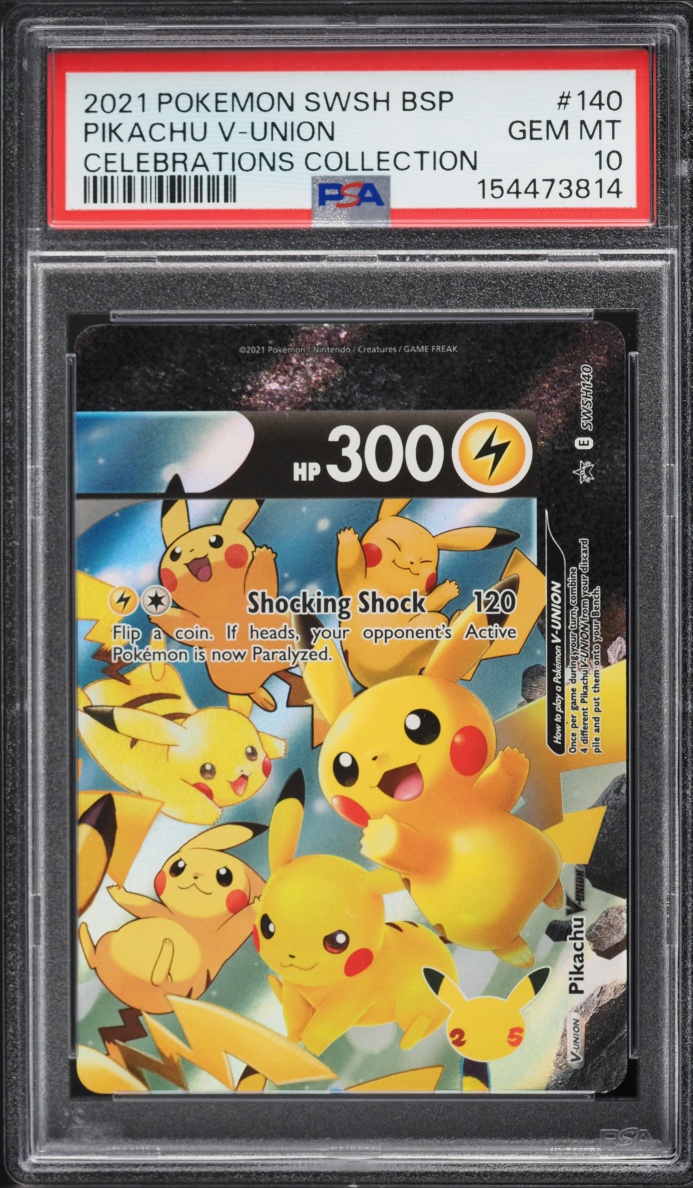 2021 Pokemon Sword & Shield Promo Celebrations Holo Pikachu V-UNION #SWSH140 PSA 10 GEM MINT