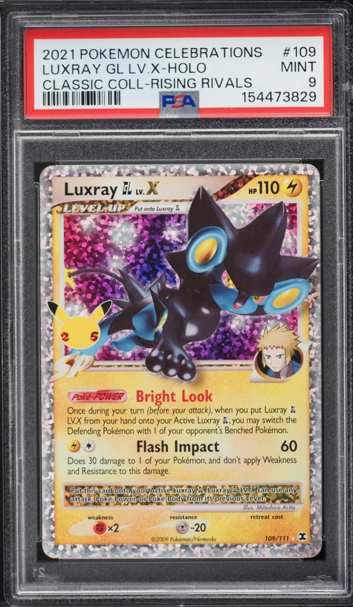 2021 Pokemon Sword & Shield Celebrations Classic Holo Luxray GL LV.X #109 PSA 9 MINT