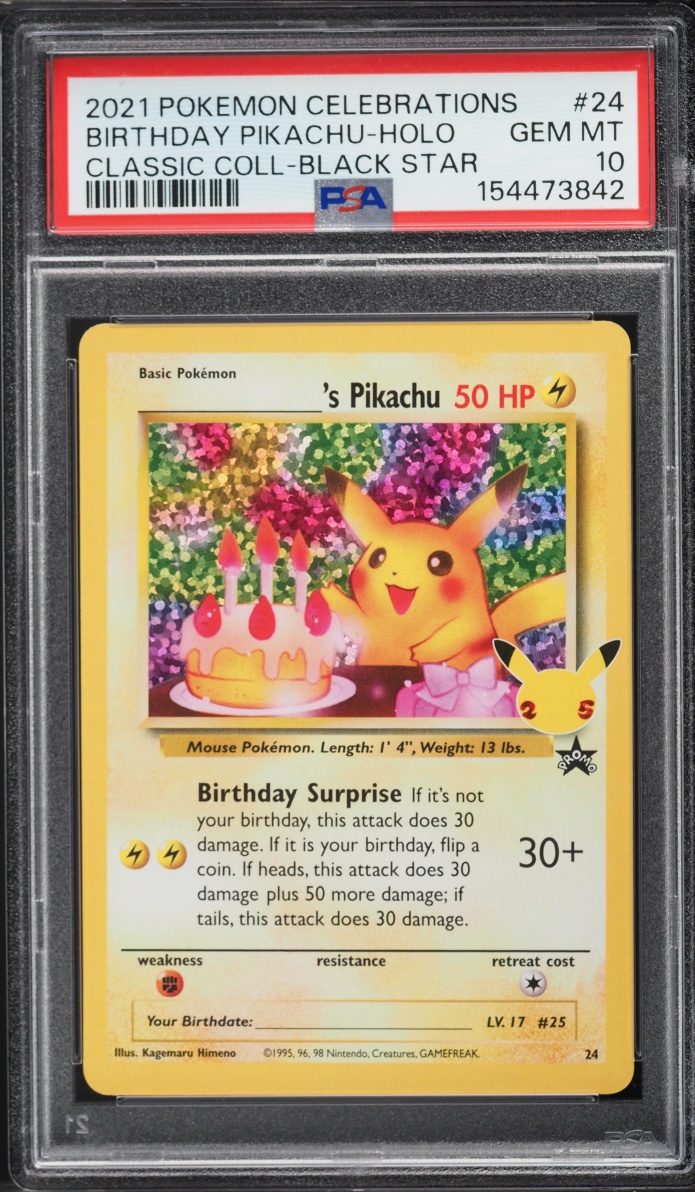 2021 Pokemon SWSH Promo Celebrations Classic Collection Holo Birthday Pikachu #24 PSA 10 GEM