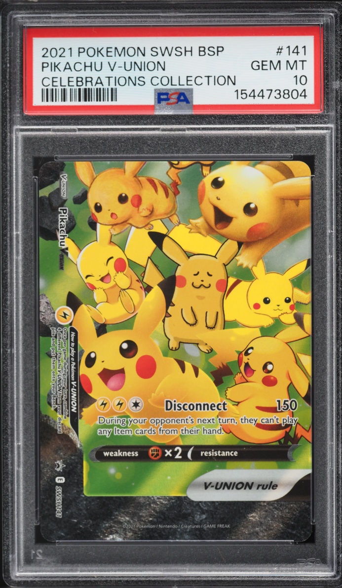 2021 Pokemon Sword & Shield Promo Celebrations Alt Art Pikachu V-UNION #SWSH141 PSA 10 GEM MINT