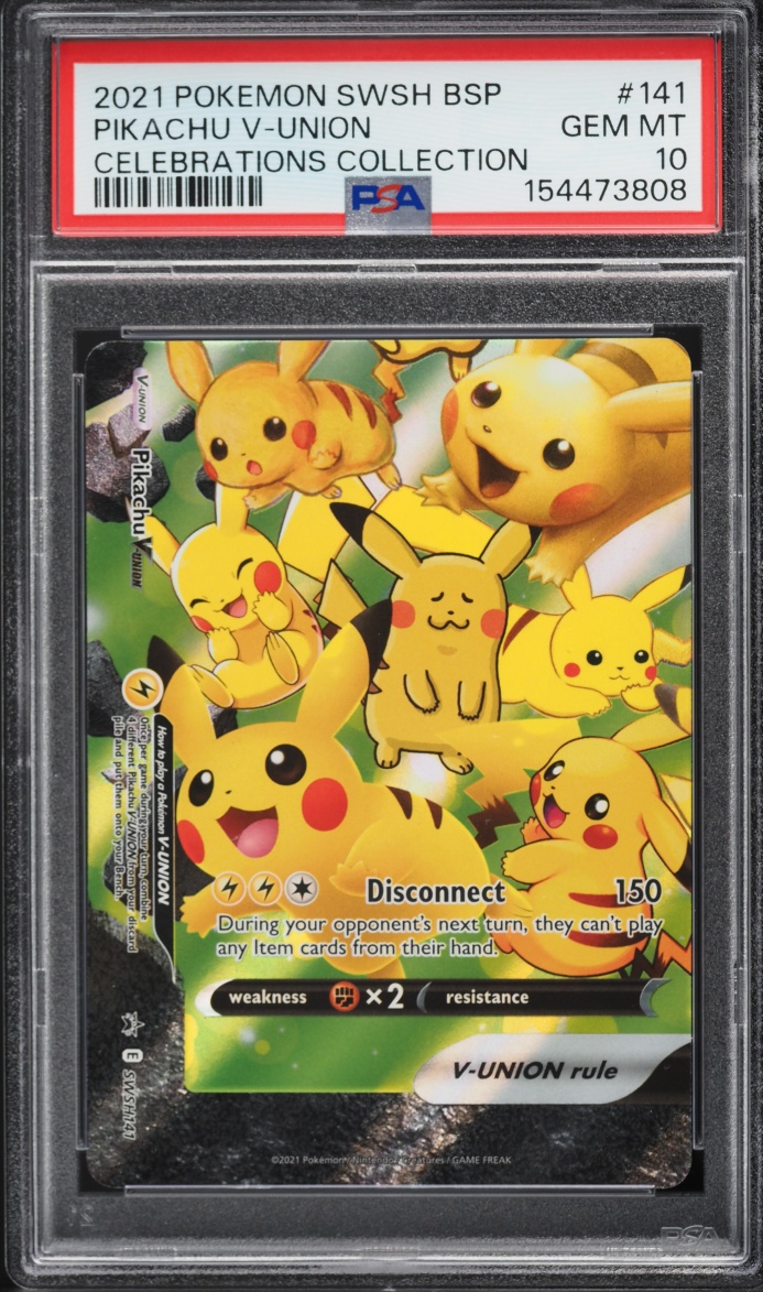 2021 Pokemon Sword & Shield Promo Celebrations Alt Art Pikachu V-UNION #SWSH141 PSA 10 GEM MINT