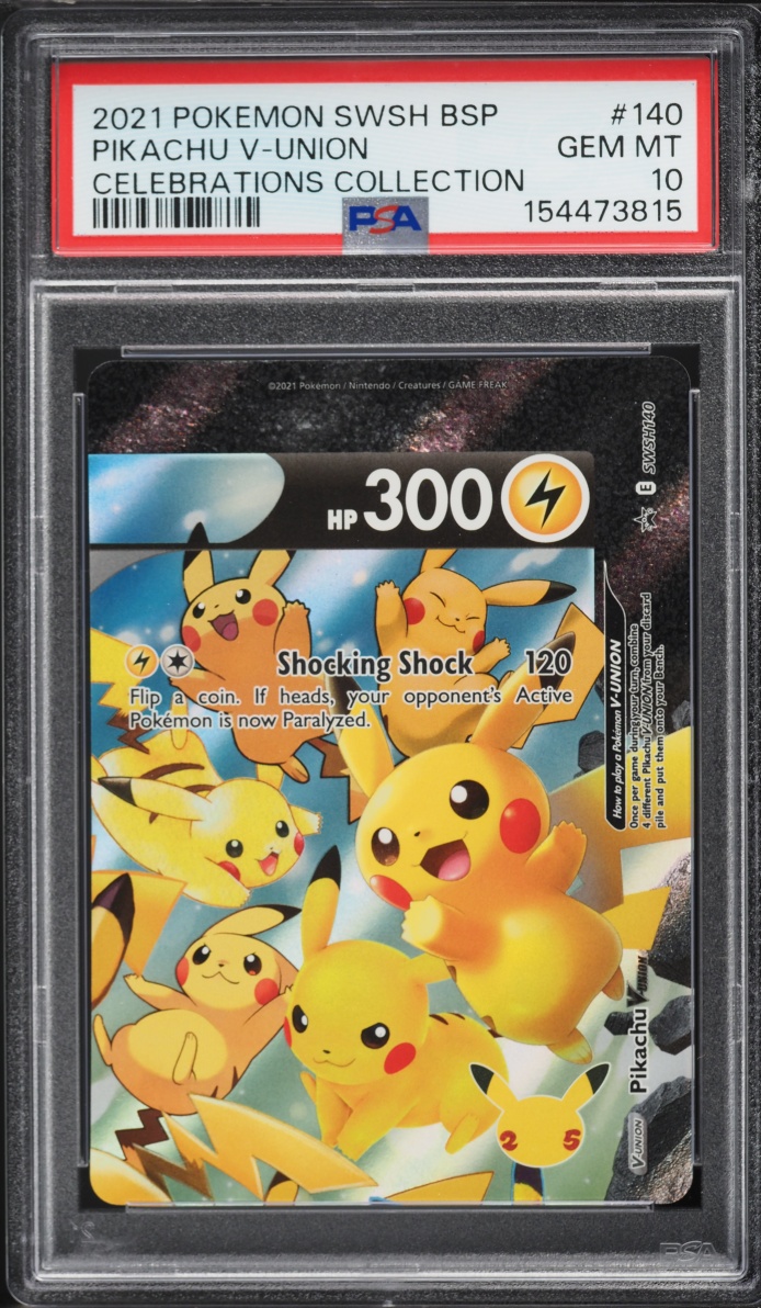 2021 Pokemon Sword & Shield Promo Celebrations Holo Pikachu V-UNION #SWSH140 PSA 10 GEM MINT