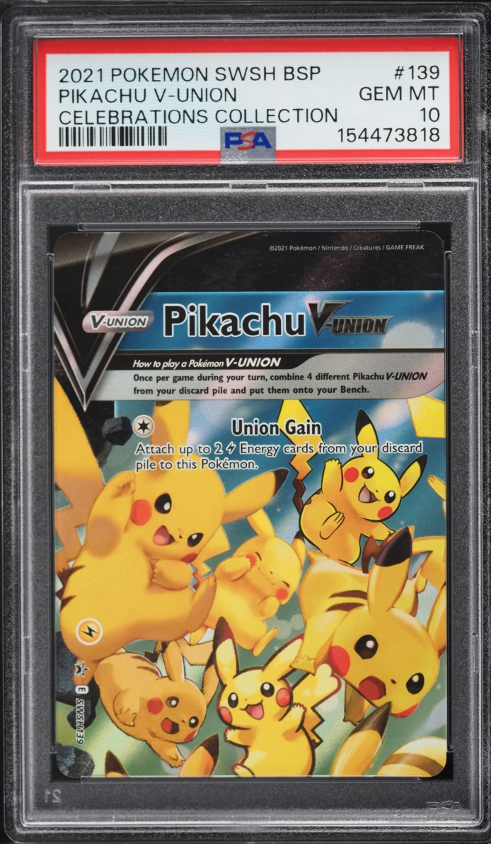 2021 Pokemon Sword & Shield Promo Celebrations Holo Pikachu V-UNION #SWSH139 PSA 10 GEM MINT