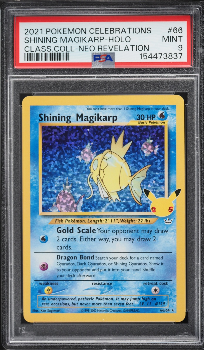 2021 Pokemon Sword & Shield Celebrations Classic Collection Holo Shining Magikarp #66 PSA 9