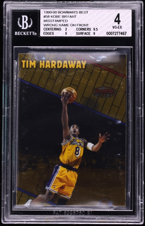 1999 Bowman's Best Kobe Bryant ERROR WRONG NAME ON FRONT #58 BGS 4 VGEX