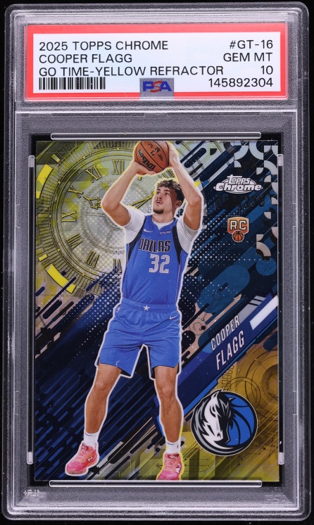 2025 Topps Chrome Go Time Yellow Refractor Cooper Flagg ROOKIE #GT-16 PSA 10 GEM MINT