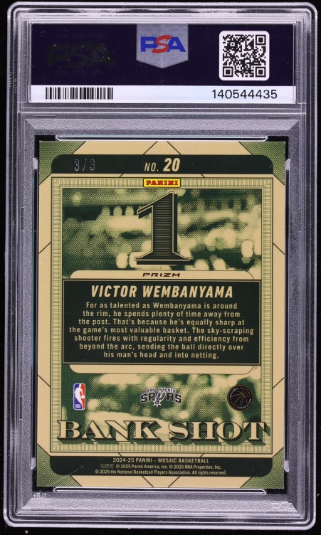 2024 Panini Mosaic Bank Shot Gold Black Victor Wembanyama 3/3 #20 PSA 9 MINT