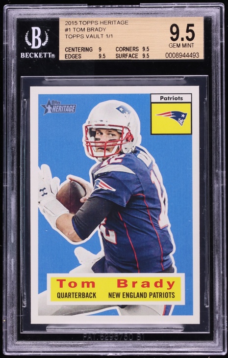 2015 Topps Heritage Vault Tom Brady 1/1 #1 BGS 9.5 GEM MINT
