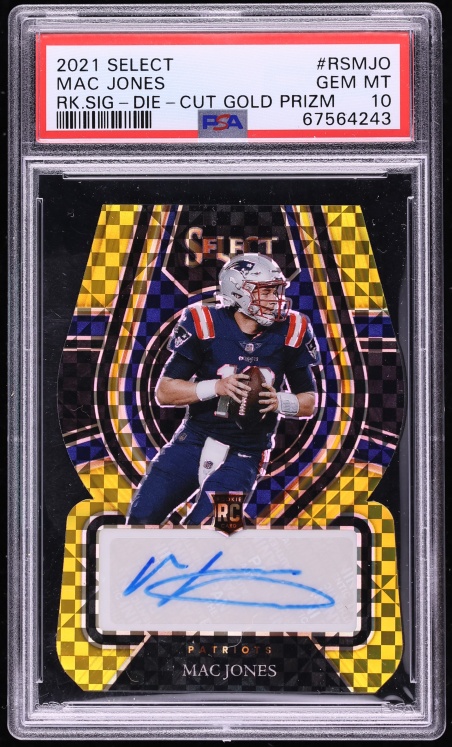 2021 Select Gold Prizm Die-Cut Mac Jones ROOKIE AUTO /10 #RS-MJO PSA 10 GEM MINT