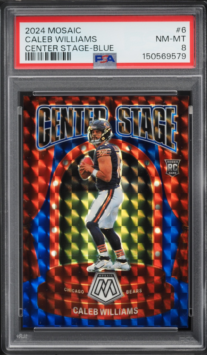 2024 Panini Mosaic Center Stage Blue Caleb Williams ROOKIE /99 #6 PSA 8 NM-MT