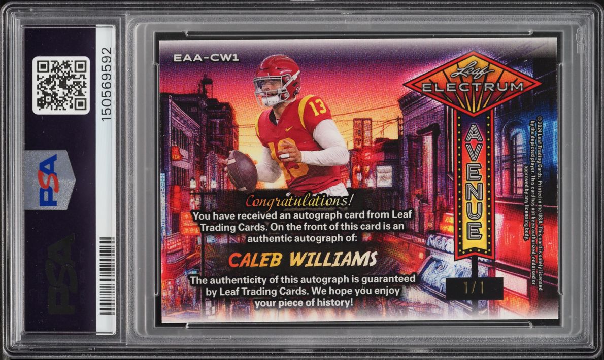 2024 Leaf Electrum Electrum Avenue Sliver Board Gold Foil Caleb Williams AUTO 1/1 PSA 10