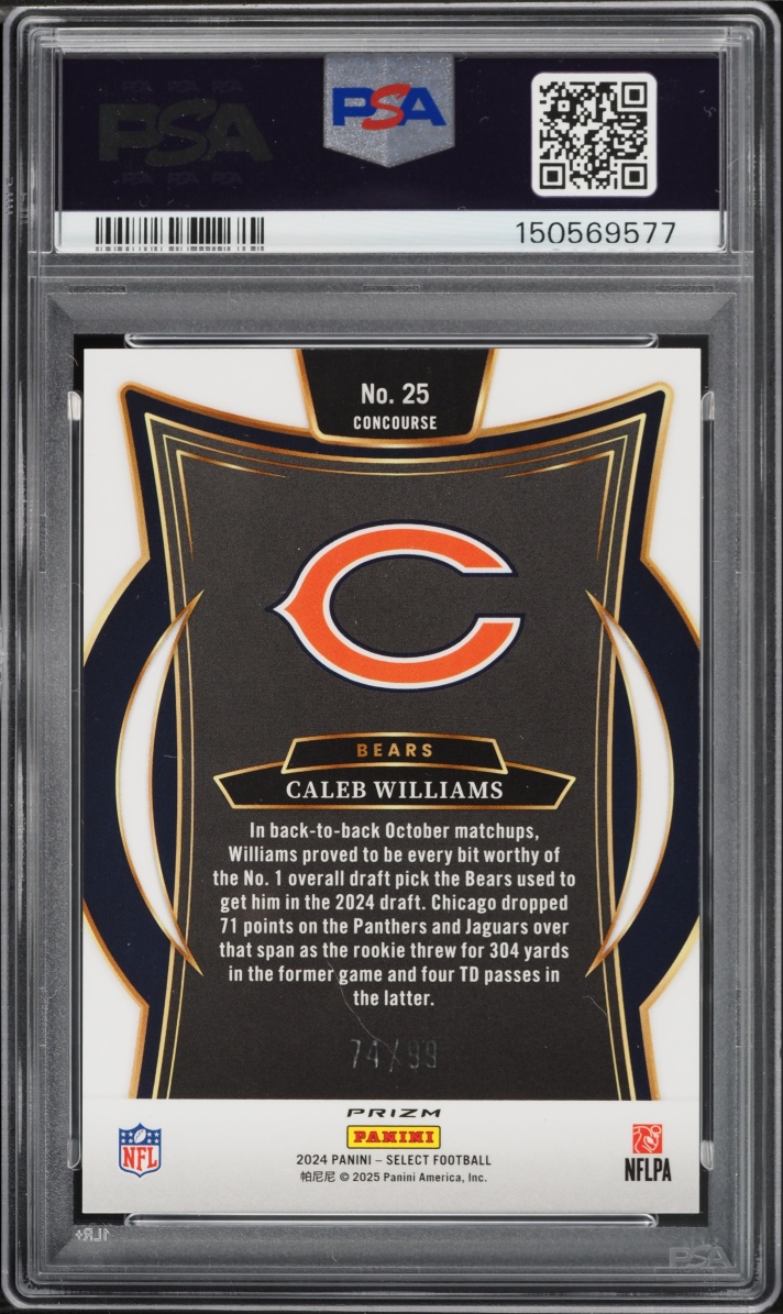 2024 Select Concourse Red Prizm Caleb Williams ROOKIE /99 #25 PSA 10 GEM MINT