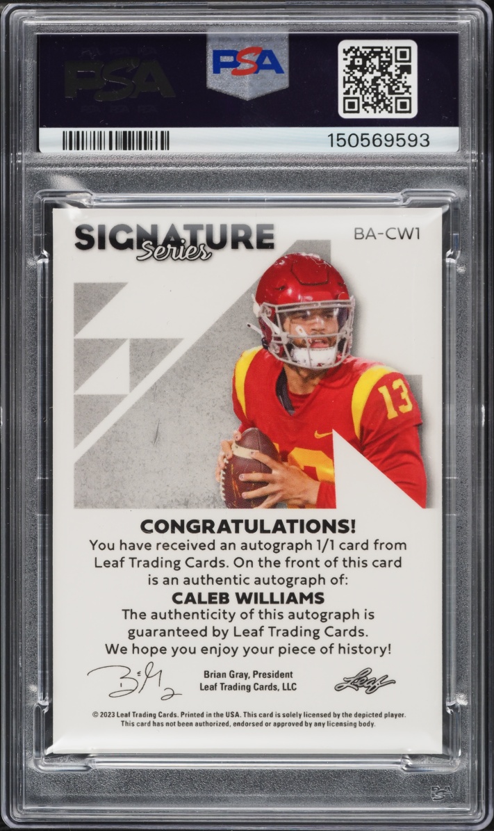 2023 Leaf Signature Series Pixel Art-Pattern 4 Caleb Williams AUTO 1/1 #BACW1 PSA 10 GEM MINT