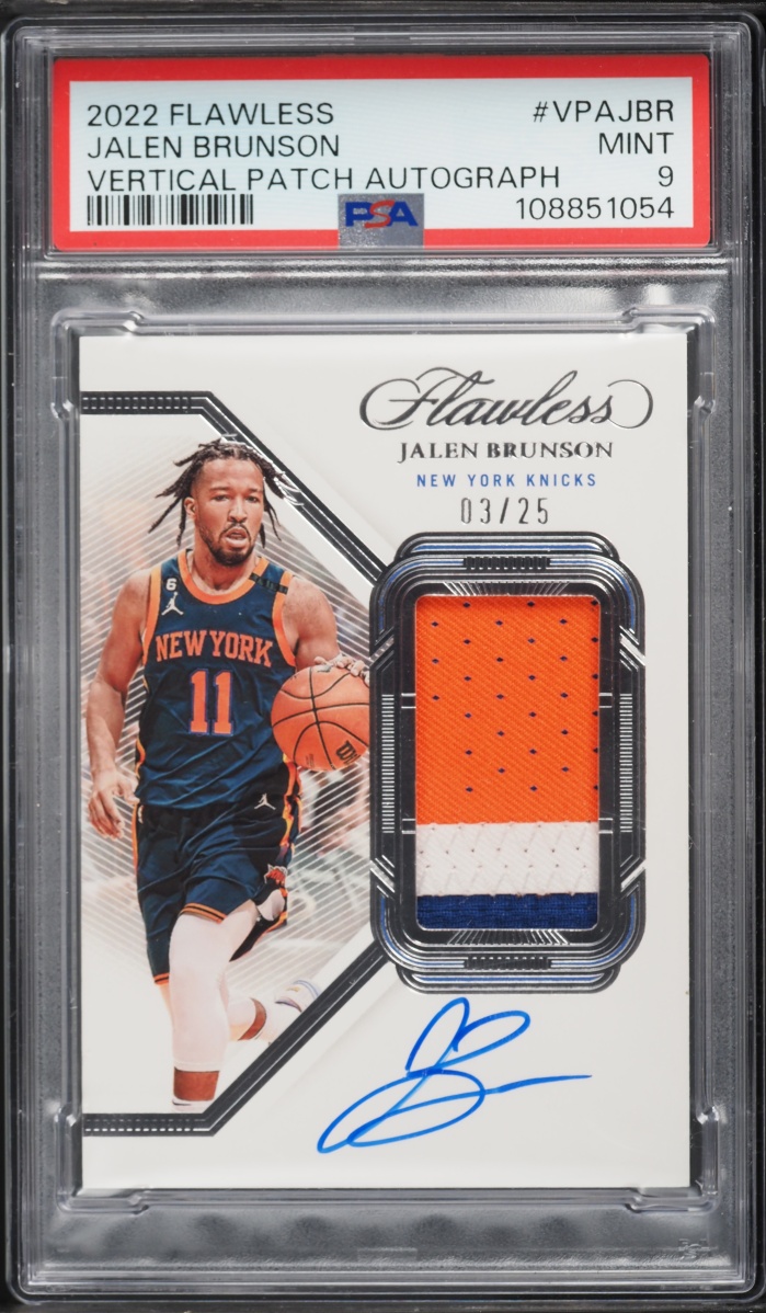 2022 Panini Flawless Vertical Jalen Brunson PATCH AUTO /25 #VPA-JBR PSA 9 MINT