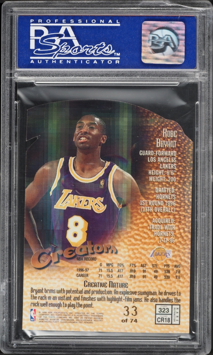 1997 Finest Embossed Refractor Kobe Bryant /74 #323 PSA 9 MINT