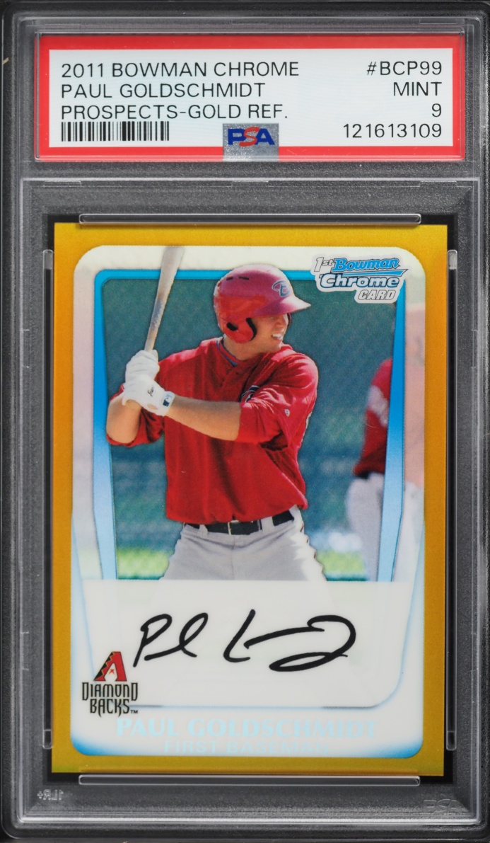 2011 Bowman Chrome Gold Refractor Paul Goldschmidt PROSPECT /50 #BCP99 PSA 9 MINT