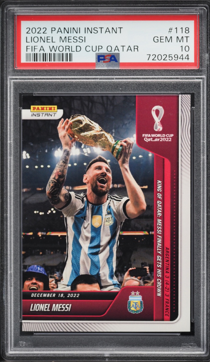 2022 Panini Instant FIFA World Cup Qatar Lionel Messi /22081 #118 PSA 10 GEM MINT