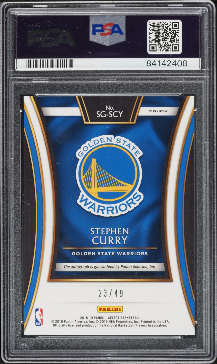 2018 Select Prizm Stephen Curry AUTO /49 #SG-SCY PSA 10 GEM MINT
