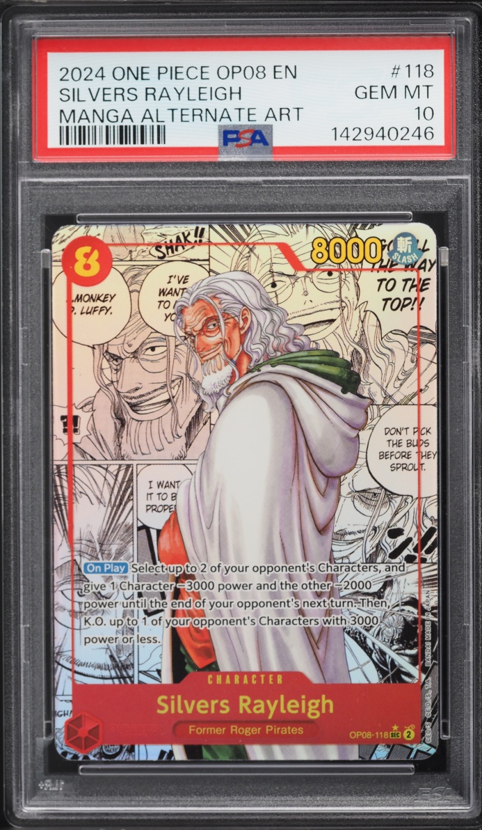 2024 One Piece Two Legends SEC Manga Alt Art Silvers Rayleigh #OP08-118 PSA 10 GEM MINT