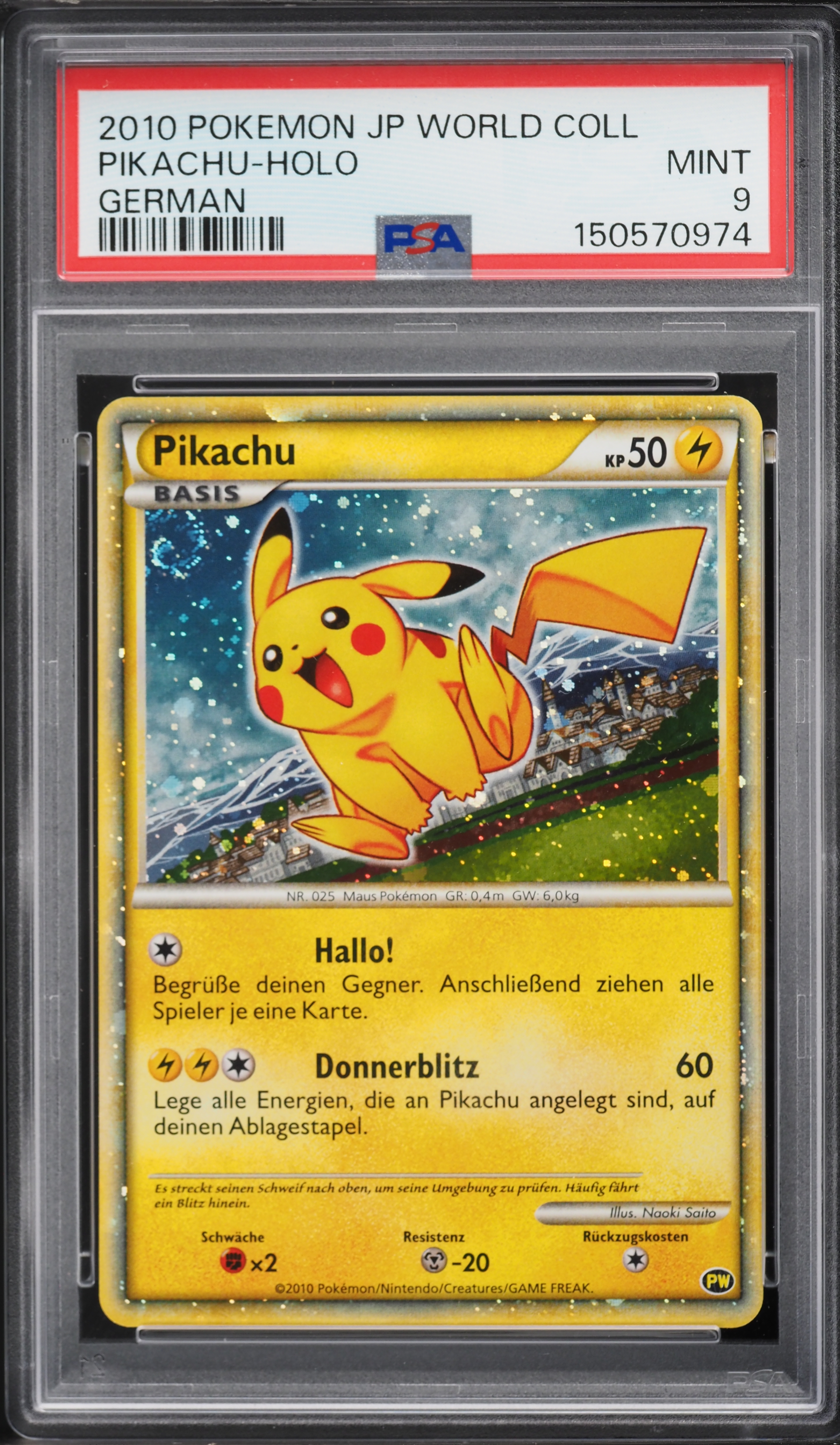 2010 Pokemon German World Collection Holo Pikachu PSA 9 MINT on