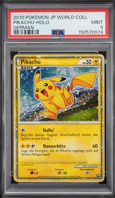 2010 Pokemon German World Collection Holo Pikachu PSA 9 MINT on