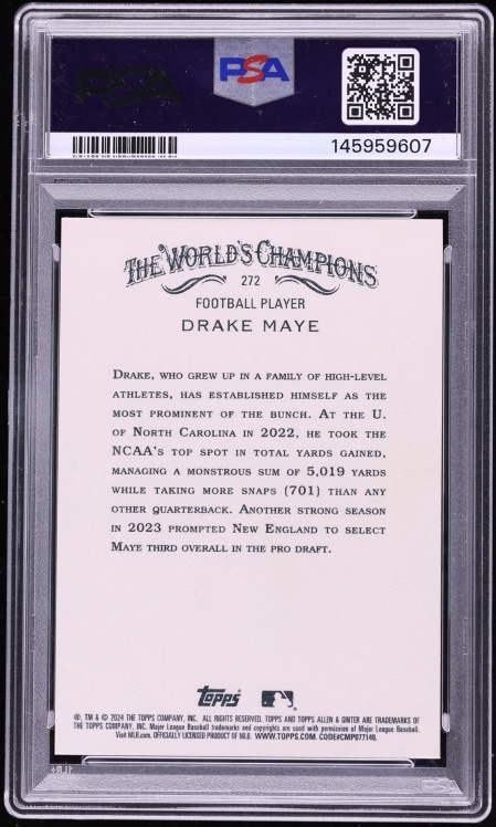 2024 Topps Allen & Ginter Drake Maye #272 PSA 10 GEM MINT