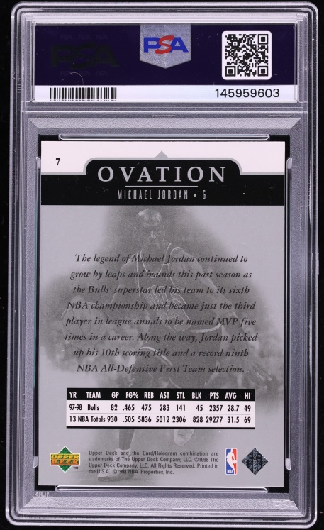 1998 Upper Deck Ovation Michael Jordan #7 PSA 8 NM-MT