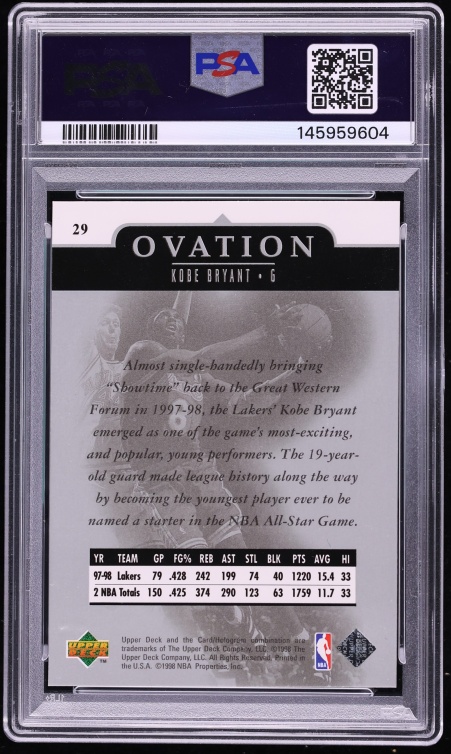 1998 Upper Deck Ovation Kobe Bryant #29 PSA 8 NM-MT