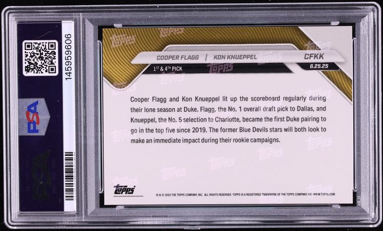 2025 Topps Now Cooper Flagg Kon Knueppel ROOKIE #CFKK PSA 10 GEM MINT